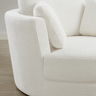 Brandy Swivel Chair with Ottoman - Boucle Arctic